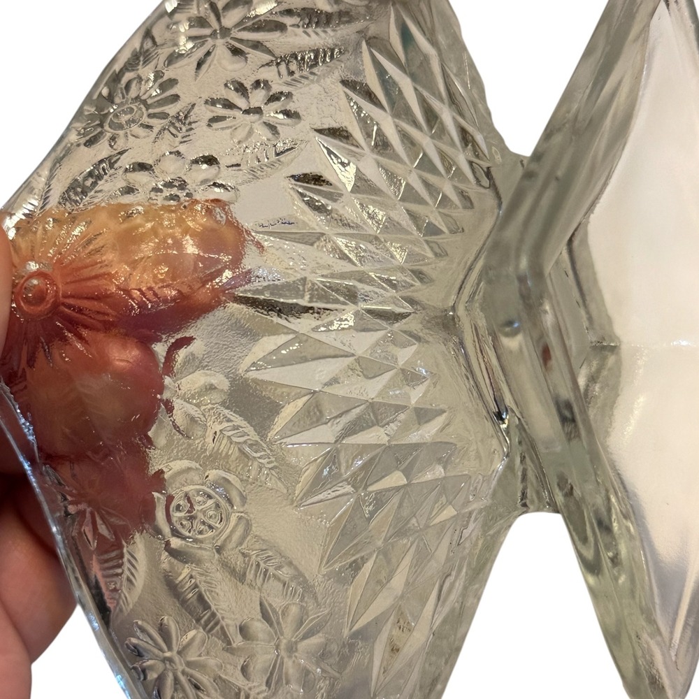 Vintage Indiana Glass Pineapple Floral Compote Cottagecore Grandmillennial Dish - Picture 13 of 13